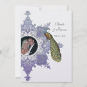 Baroque Peacock Wedding Invitation - Lavender Kaart (Voorkant)