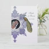 Baroque Peacock Wedding Invitation - Lavender Kaart (Staand voorkant)