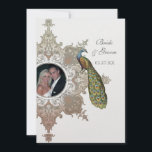 Baroque Peacock Wedding Invitation - Mocha Tan Kaart<br><div class="desc">PAPIERSELECTIE: Dit is te zien op "metallisch ijs", een schoon wit, gepegyleerd grijs oppervlak. Het zou ook mooi zijn op "Champagne Metallic" linen, vilt of een van de andere keuzes. ONTWERP: Dit , geïnspireerde bruiloft collectie heeft een volledig samenstel van producten en kan in verschillende kleuren worden gemaakt. Als je...</div>