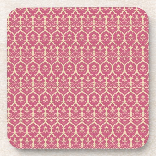  Baroque Pink Floral Wallpaper Bier Onderzetter (Voorkant)
