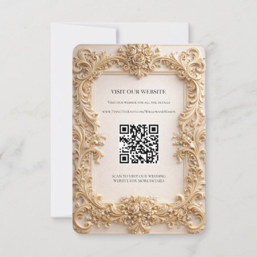 Baroque QR Code Details Wedding Enclosure Card Kaart (Achterkant)