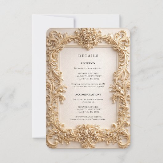 Baroque QR Code Details Wedding Enclosure Card Kaart (Voorkant)