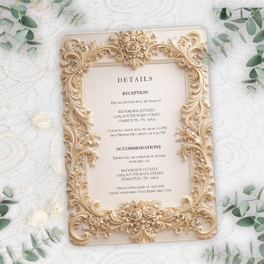 Baroque QR Code Details Wedding Enclosure Card Kaart