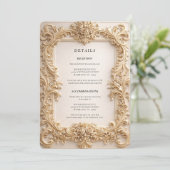 Baroque QR Code Wedding Details Enclosure Card Kaart (Staand voorkant)