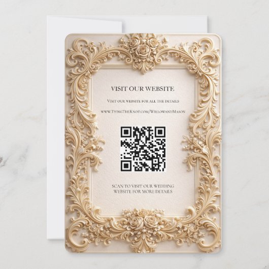Baroque QR Code Wedding Details Enclosure Card Kaart (Achterkant)
