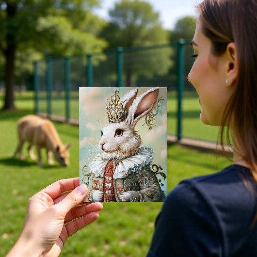 Baroque Rabbit Royal Red Portrait Design Briefkaart