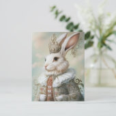 Baroque Rabbit Royal Red Portrait Design Briefkaart (Staand voorkant)