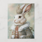 Baroque Rabbit Royal Red Portrait Design Briefkaart (Voorkant)