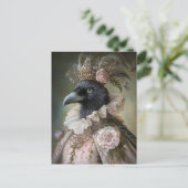 Baroque Raven Royal Queen Portrait Design Briefkaart (Staand voorkant)