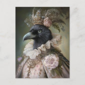 Baroque Raven Royal Queen Portrait Design Briefkaart (Voorkant)