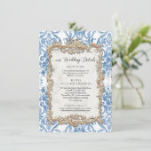  Baroque Rococo Blue White Floral - Gegevens Kaart (Staand voorkant)