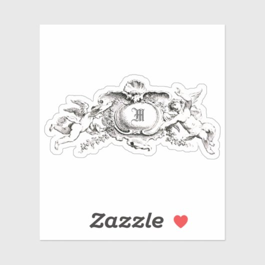  Baroque Rococo Cherubs Monogram Sjabloon Sticker (Vel)