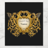 Baroque Rococo Dragon Cartouche Wijn Etiket (Enkel label)