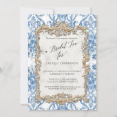  Baroque Rococo Floral Blue White Bridal Kaart (Voorkant)