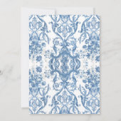 Baroque Rococo Floral Blue White Wedding Kaart (Achterkant)