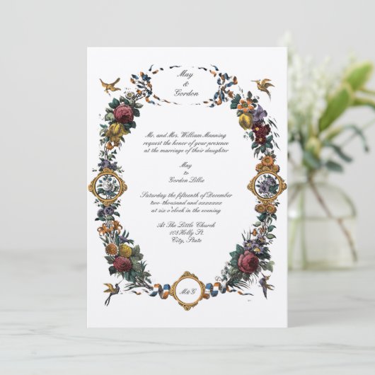  Baroque Rococo Floral Cartouche Kaart (Staand voorkant)