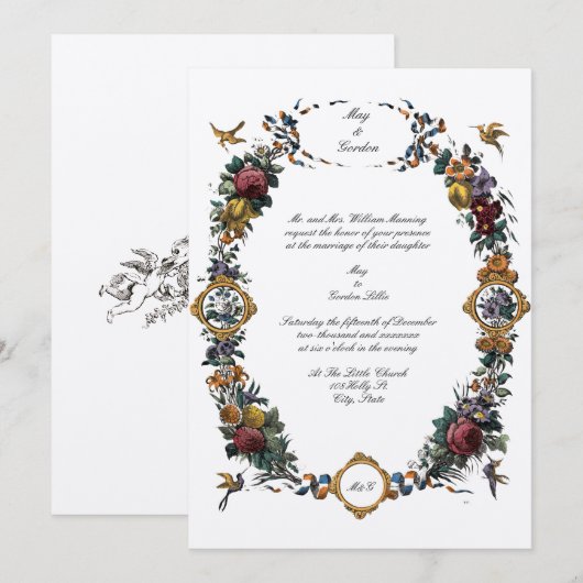  Baroque Rococo Floral Cartouche Kaart (Voorkant / Achterkant)