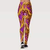 Baroque Rococo Golden Purple Filagree Design Leggings (Achterkant)