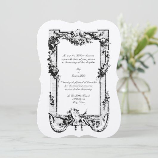 Baroque Rococo Lijst met hart Kaart (Staand voorkant)