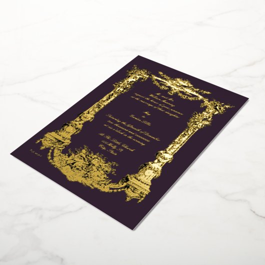  Baroque Rococo Pedestal Lijst Wedding Folie Uitnodiging (Gedraaid)