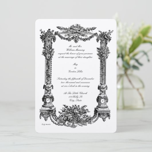  Baroque Rococo Pedestal Lijst Wedding Kaart (Staand voorkant)