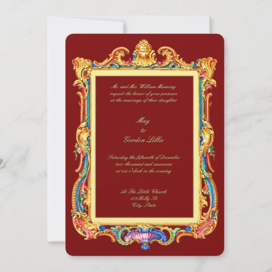 Baroque Rococo Rocaille Louis XV Frame Wedding Kaart (Voorkant)