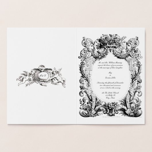 Baroque Rococo Wedding Invitation Sjabloon (Binnen)
