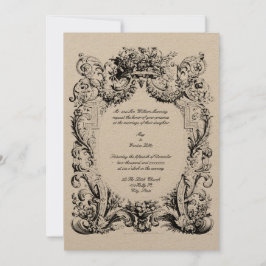 Baroque Rococo Wedding Invitation Sjabloon Kaart