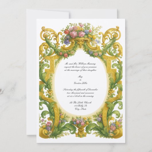 Baroque Rococo Wedding Kaart (Voorkant)