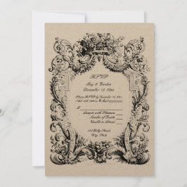 Baroque Rococo Wedding RSVP Sjabloon Kaart