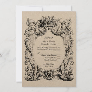 Baroque Rococo Wedding RSVP Sjabloon Kaart
