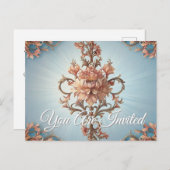 Baroque Rose  Uitnodiging Briefkaart (Voorkant / Achterkant)