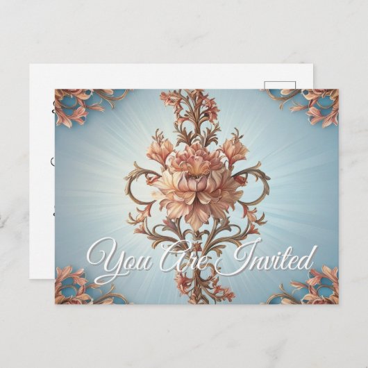 Baroque Rose Uitnodiging Briefkaart (Voorkant / Achterkant)