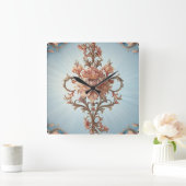 Baroque Rose Vierkante Klok (Huis)