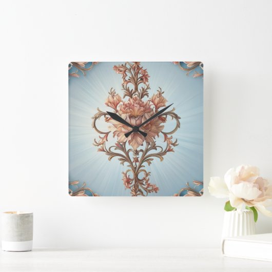 Baroque Rose Vierkante Klok (Huis)
