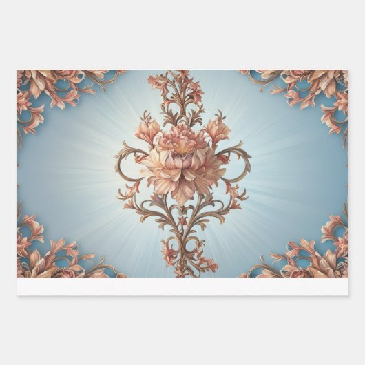 Baroque Rose  Wrapping Paper Flat Sheet Set of 3 (Voorkant)