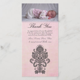 Baroque Roze Dank je wel dat je babymeisje fotokaa Bedankkaart