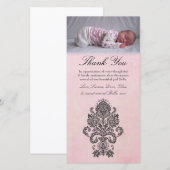Baroque Roze Dank je wel dat je babymeisje fotokaa Bedankkaart (Voorkant / Achterkant)