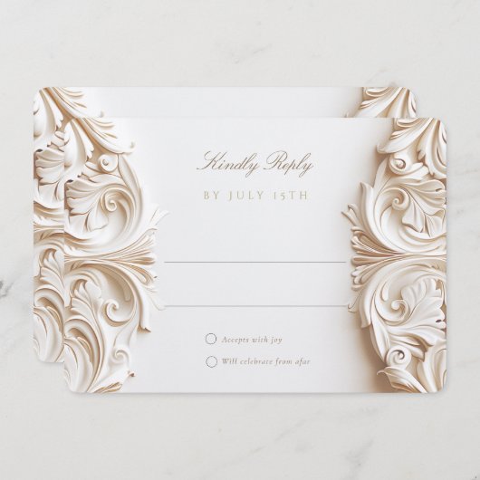 Baroque RSVP Card for Wedding Kaart (Voorkant / Achterkant)