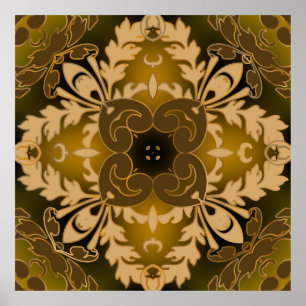 Baroque seamless pattern. Ornate glowing f Poster