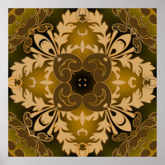 Baroque seamless pattern. Ornate glowing f Poster (Voorkant)