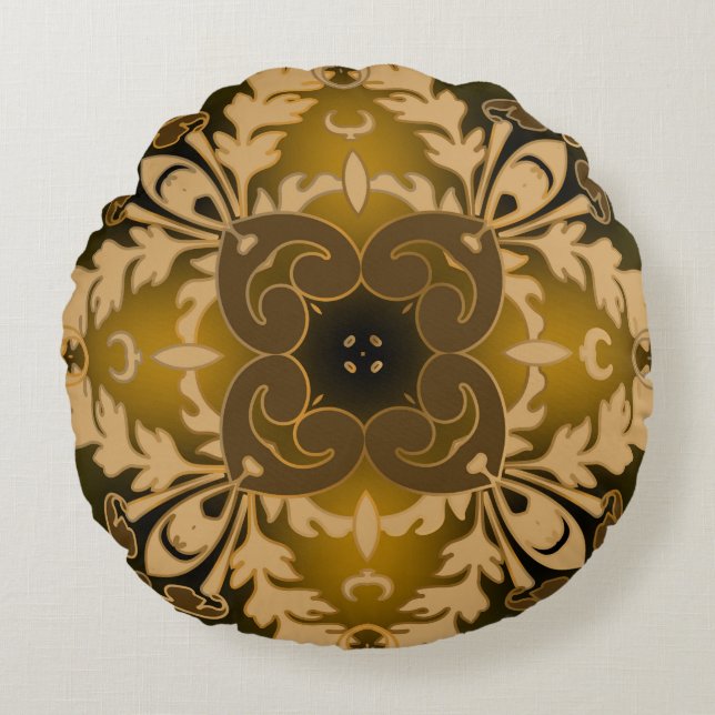 Baroque seamless pattern. Ornate glowing f Rond Kussen (Voorkant)