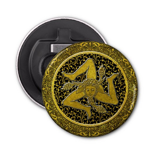  Baroque Sicilian Trinacria Button Flesopener (Voorkant)