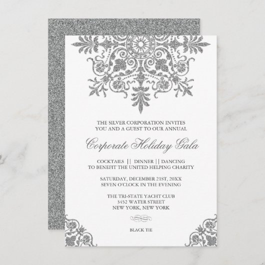 Baroque Silver Glitter Search Party Kaart (Voorkant / Achterkant)