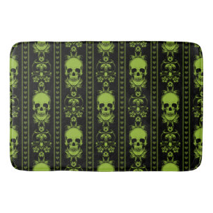 Baroque Skull Stripe Patroon Green Badmat