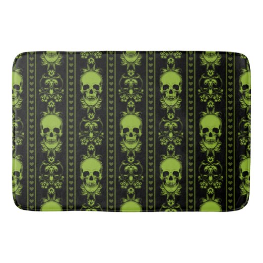 Baroque Skull Stripe Patroon Green Badmat (Voorkant)