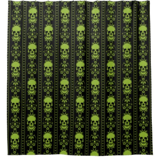Baroque Skull Stripe Patroon Green Douchegordijn (Voorkant)