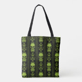 Baroque Skull Stripe Patroon Green Tote Bag (Achterkant)