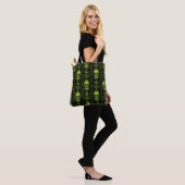 Baroque Skull Stripe Patroon Green Tote Bag (Op model)