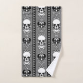 Baroque Skull Stripe Patroon grijs Bad Handdoek (Handdoek)
